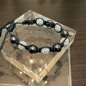 Black Pearl & Pave Glitter Ball Wrap Bracelet